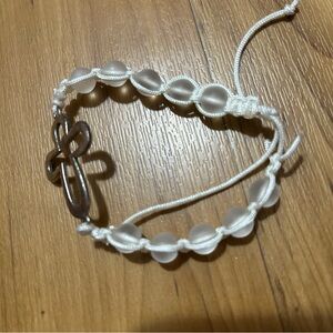 Stylish Silver Cross Beaded Bracelet